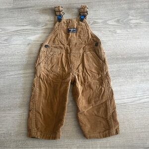 OshKosh B'gosh Tan Corduroy Overalls with Blue Buckles